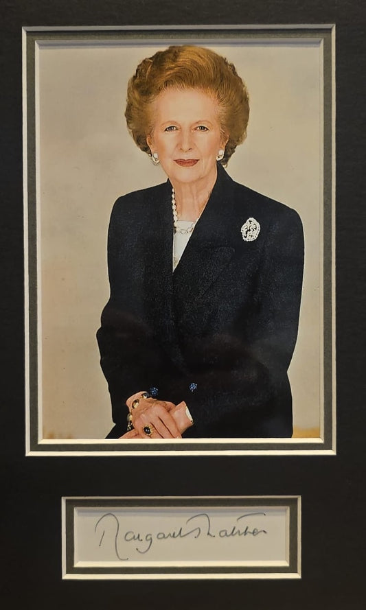 Margaret Thatcher British Prime Minister Hand Signed Card, Photo Presentation & COA