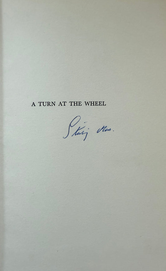 Stirling Moss Formula One Legend Hand Signed Original 'A Turn At The Wheel' Book With COA