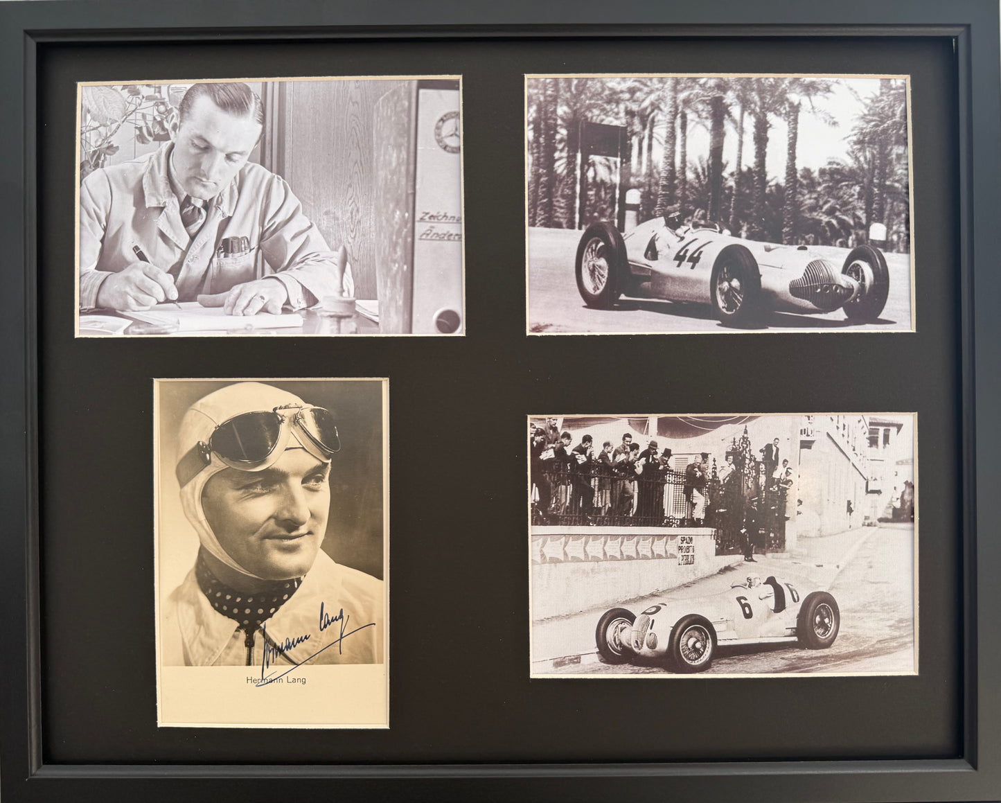 Hermann Lang Former Mercedes F1 Driver, Hand Signed Photo Presentation With UACC COA
