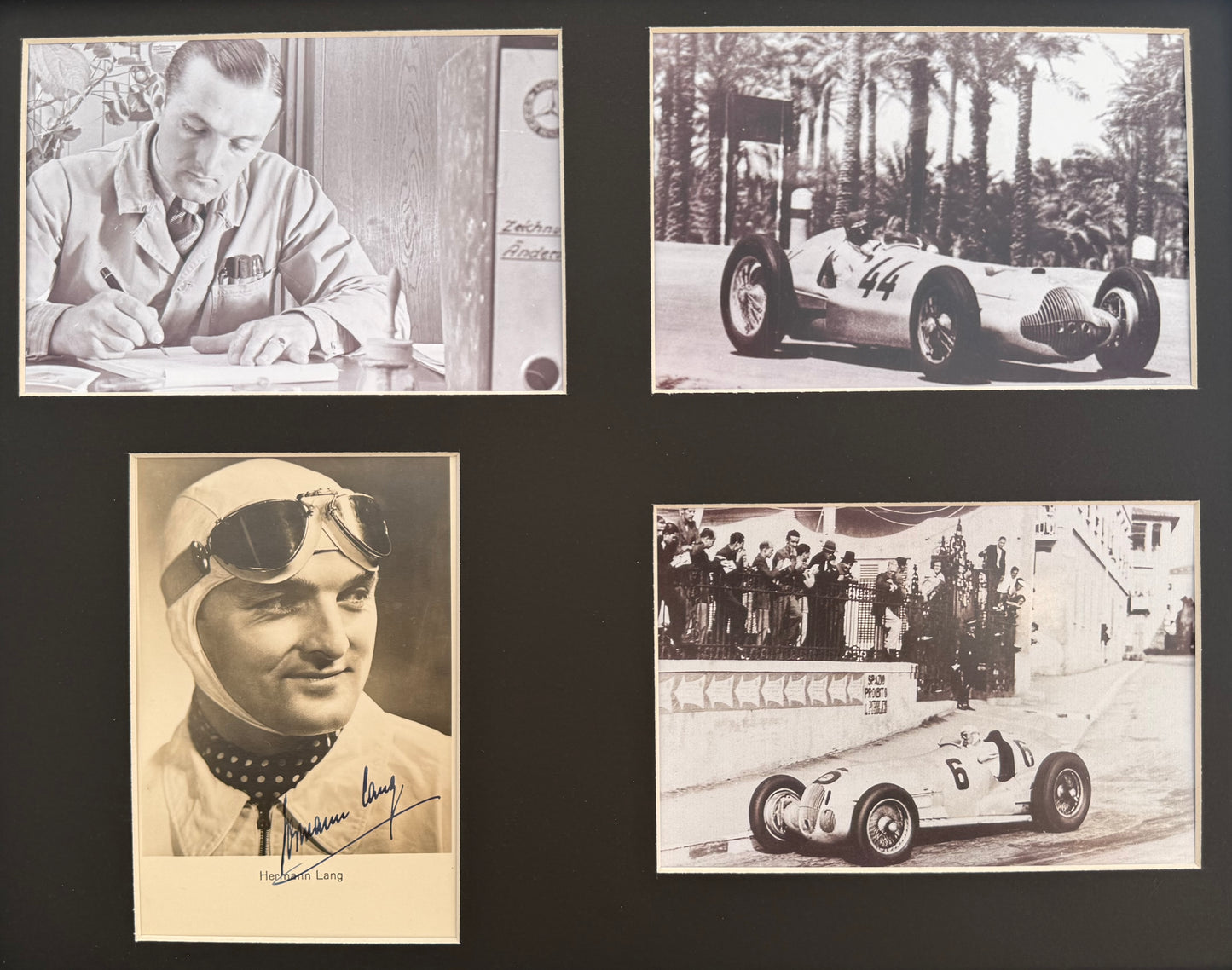Hermann Lang Former Mercedes F1 Driver, Hand Signed Photo Presentation With UACC COA