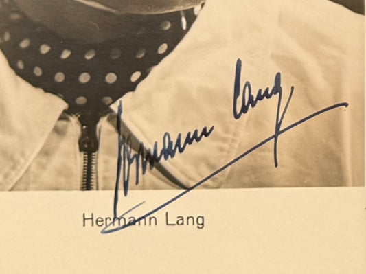 Hermann Lang Former Mercedes F1 Driver, Hand Signed Photo Presentation With UACC COA