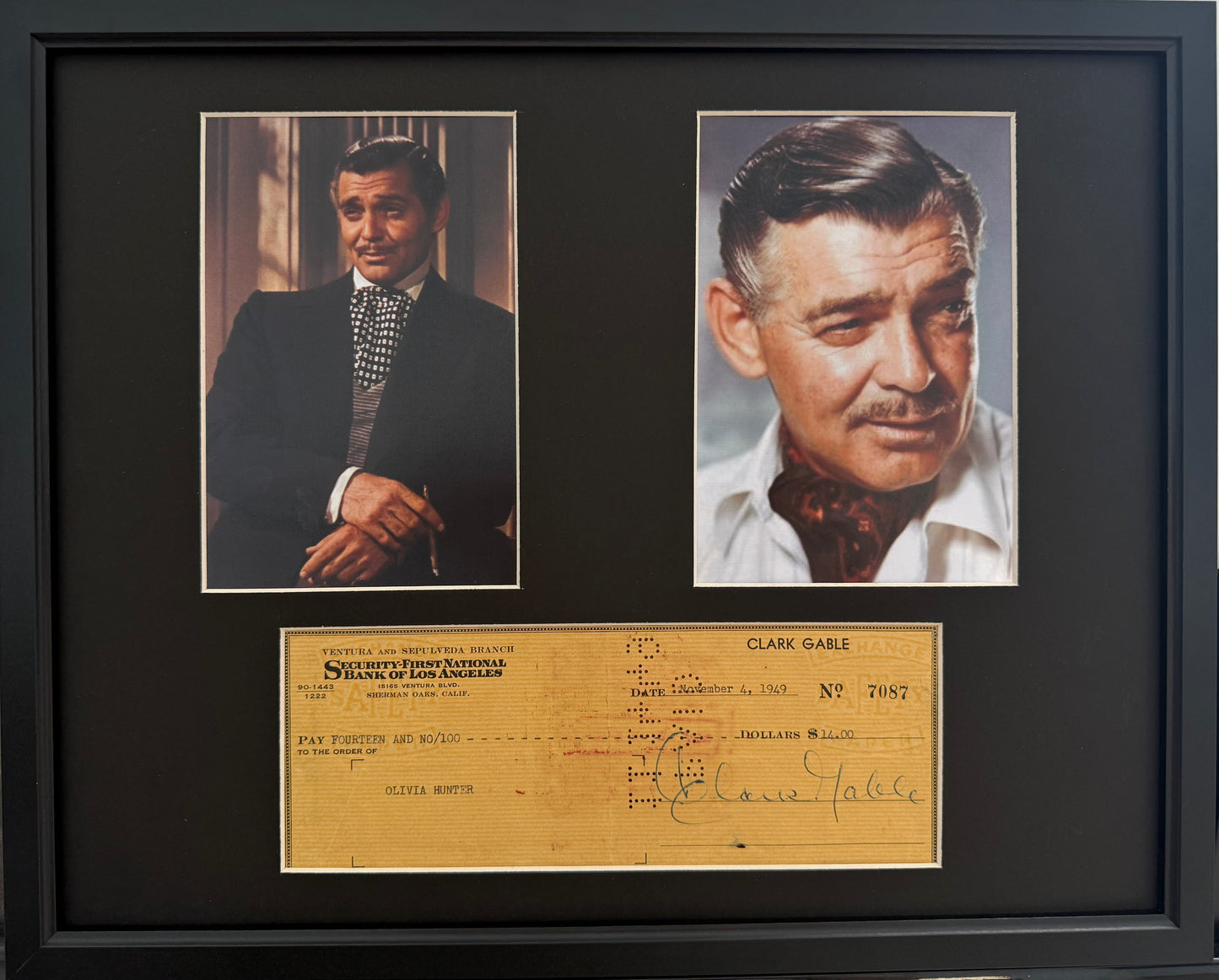 Clark Gable Framed Hand Signed Cheque Photo Presentation With AFTAL Member COA