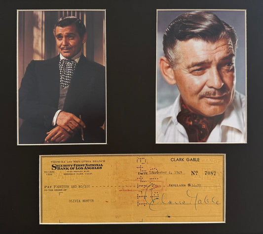 Clark Gable Framed Hand Signed Cheque Photo Presentation With AFTAL Member COA