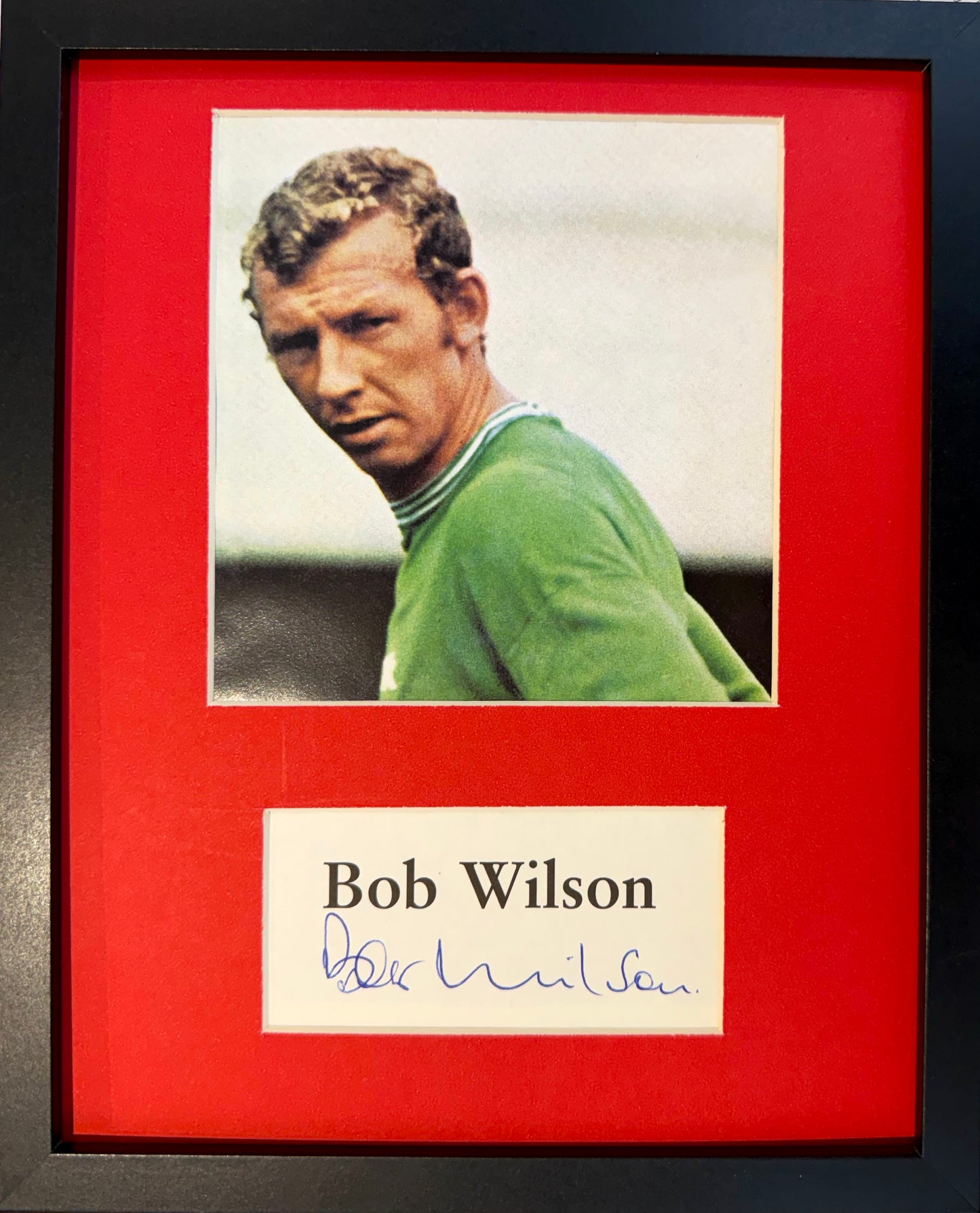 Bob Wilson, Arsenal FC Legend, Hand Signed Card, Photo Presentation With COA