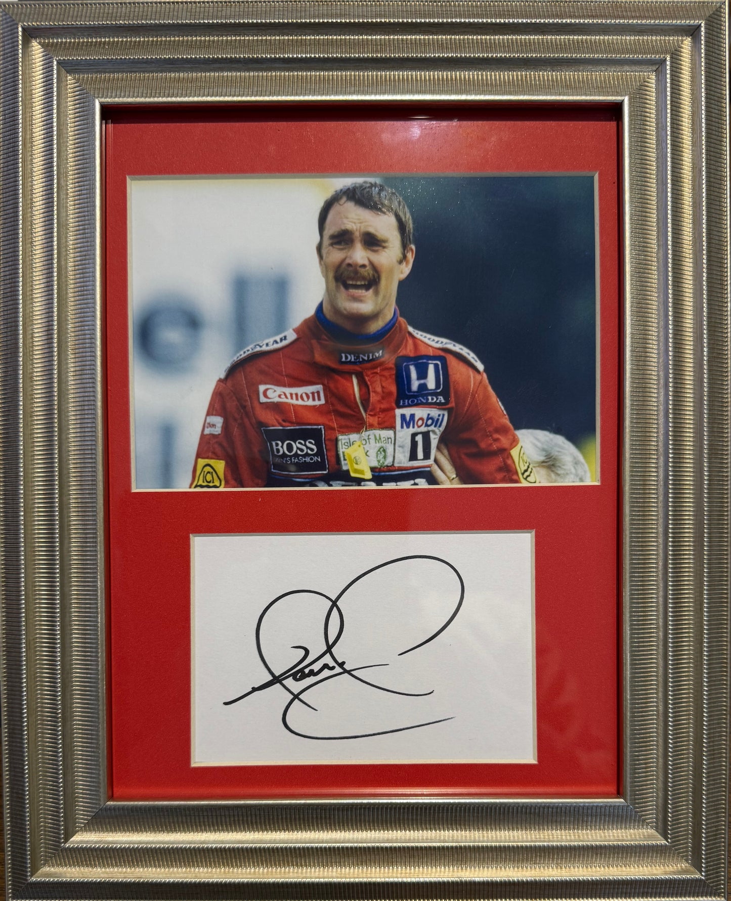 Nigel Mansell Hand Signed Framed (10' X 8') Card Photo Presentation With COA