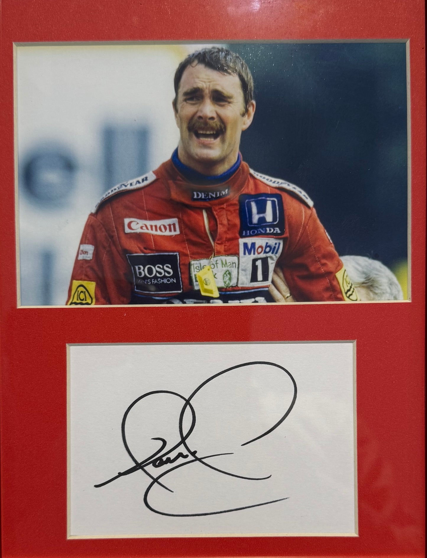 Nigel Mansell Hand Signed Framed (10' X 8') Card Photo Presentation With COA