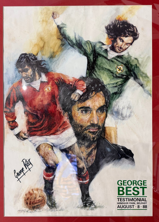 George Best, Manchester United Legend, Stunning Hand Signed Testimonial Poster & COA