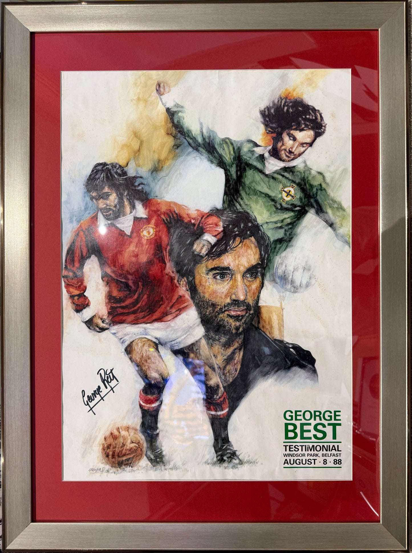 George Best, Manchester United Legend, Stunning Hand Signed Testimonial Poster & COA