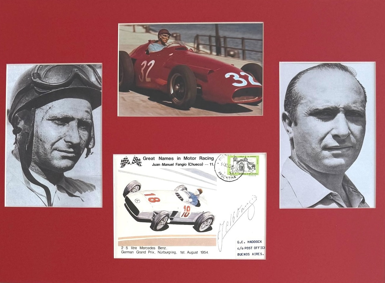 Juan Manuel Fangio, F1 Legend, Hand Signed First Day Cover Photo Presentation & COA