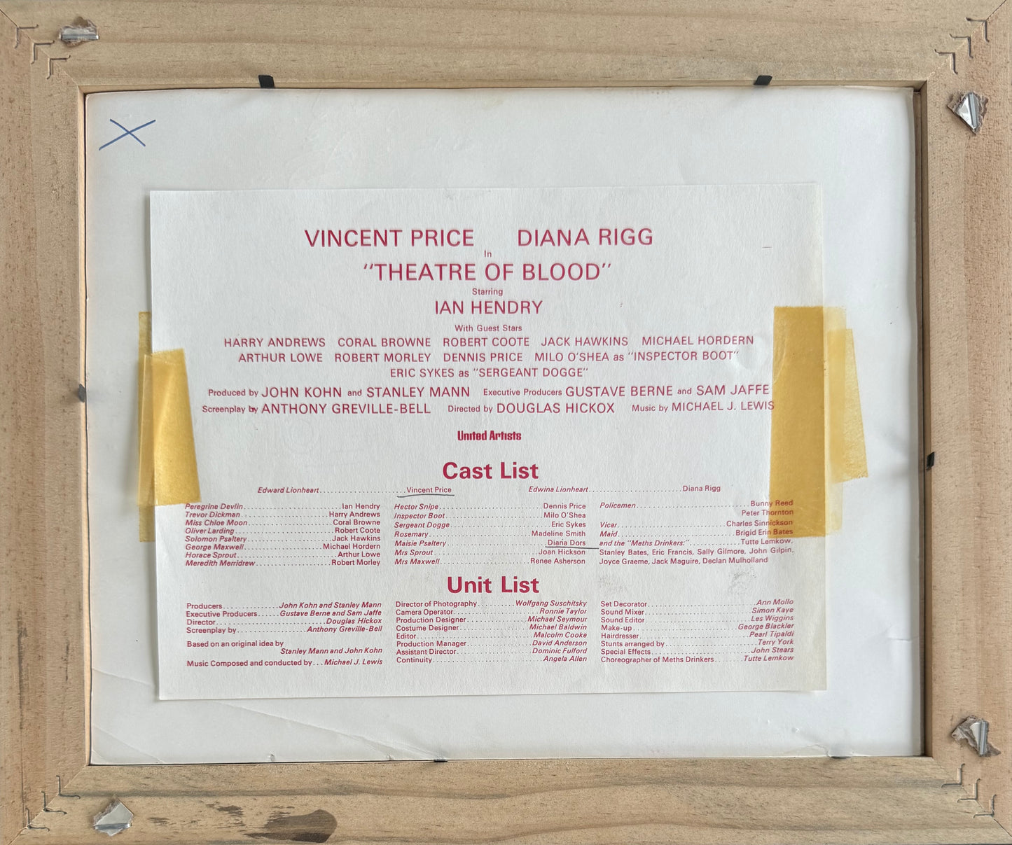 Vincent Price, Guaranteed Hand Signed 'Theatre of Blood' Original Photo Presentation & COA