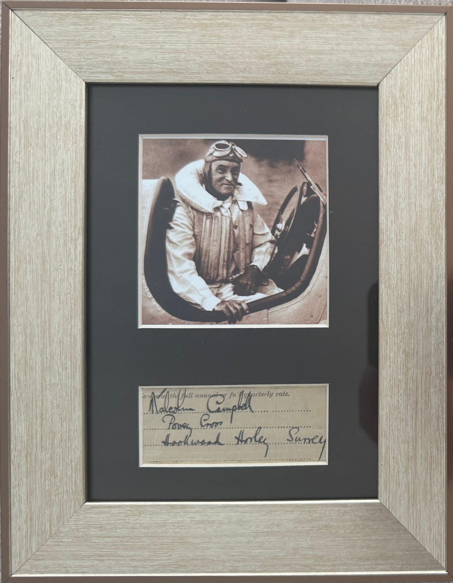 Sir Malcolm Campbell Former World Land Speed Record Holder. Hand Signed Card Presentation & COA
