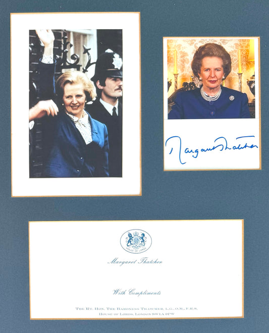 Margaret Thatcher British Prime Minister Hand Signed Card, Photo Presentation & COA