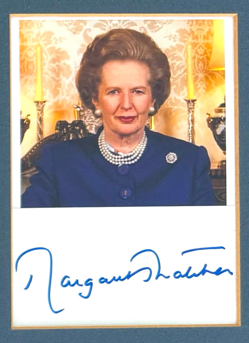 Margaret Thatcher British Prime Minister Hand Signed Card, Photo Presentation & COA
