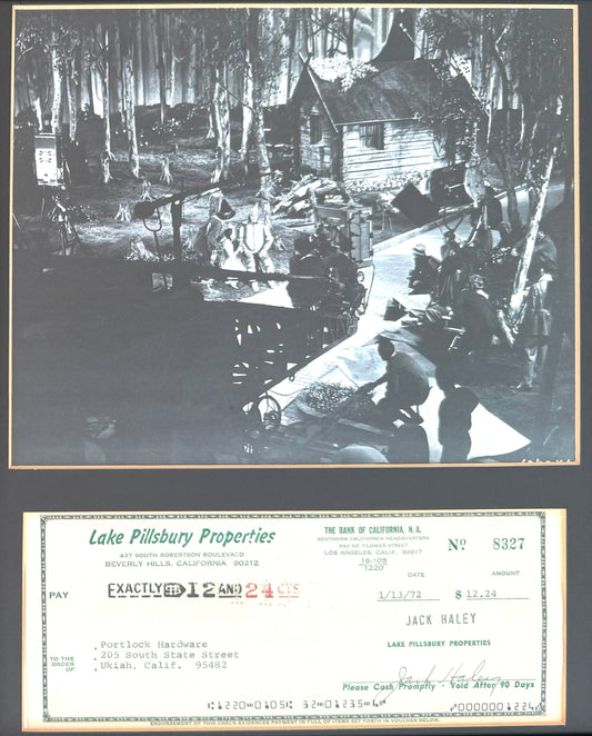 Jack Haley, 'Tin Man' Wizard of Oz, Hand Signed Cheque Presentation & COA