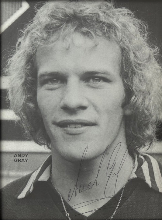 Andy Gray, Everton, Wolves, Villa, WBA, Rangers Legend, Hand Signed Photo & COA