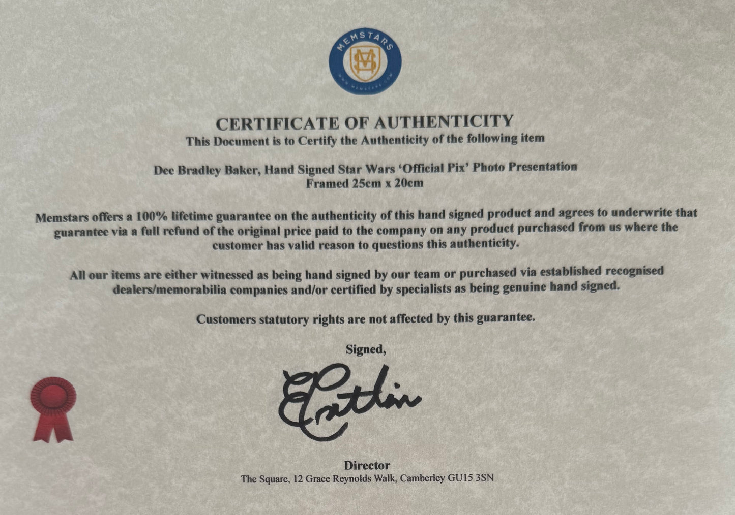 Dee Bradley Baker, Star Wars 'Captain Rex', The Clone Wars Hand Signed Framed Photo & COA