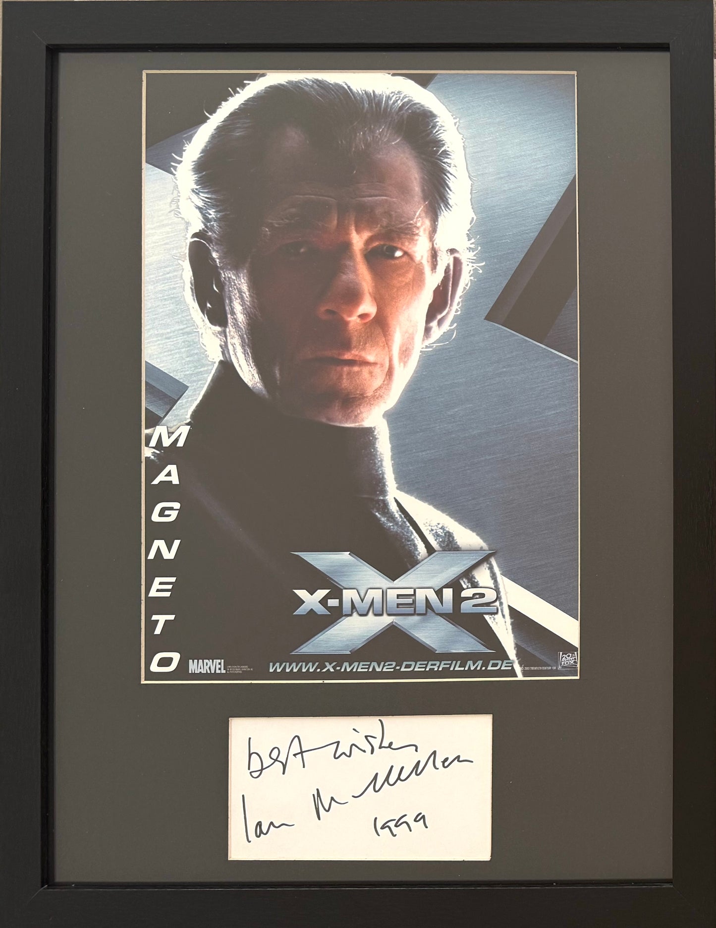 Ian McKellen, X-Men Hand Signed Framed Mounted Card & Original Publicity Photo & COA