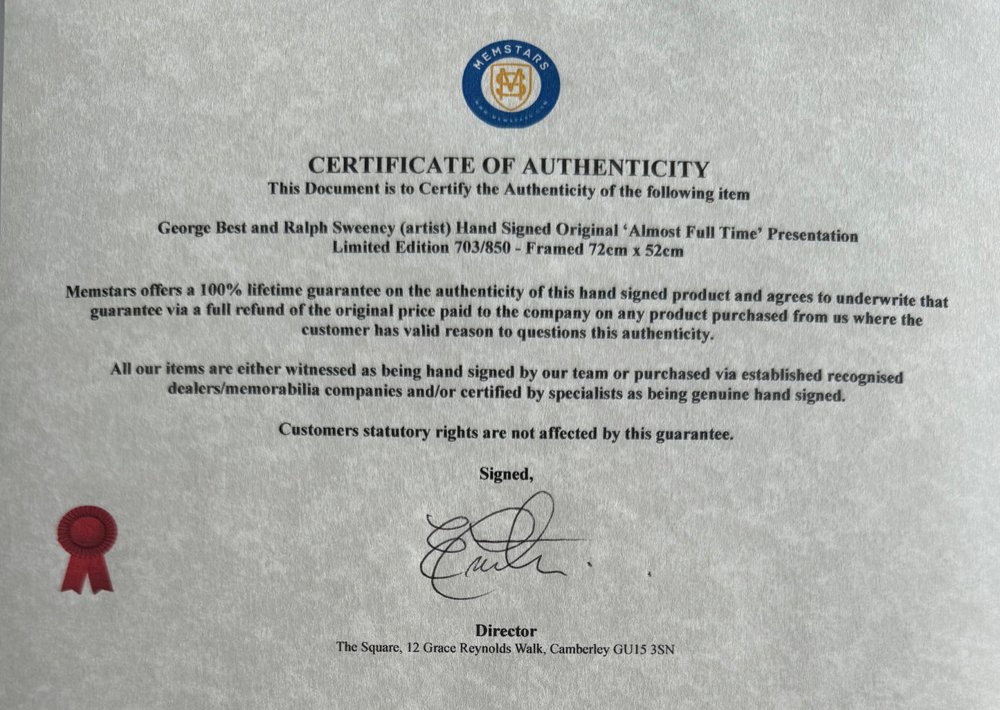 George Best, Manchester United Legend, Stunning Hand Signed Limited Edition Print & COA