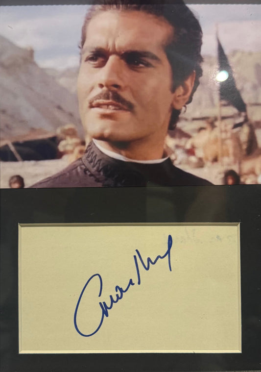 Omar Sharif Hand Signed Card Framed (25x20cm) Photo Presentation With COA