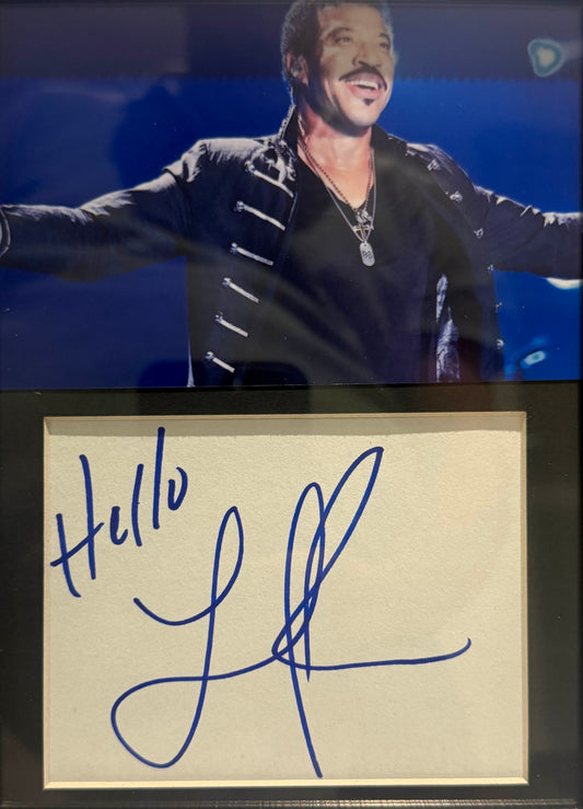 Lionel Richie, Singer, Songwriter, Hand Signed Framed Card Presentation & Stanley Gibbons COA