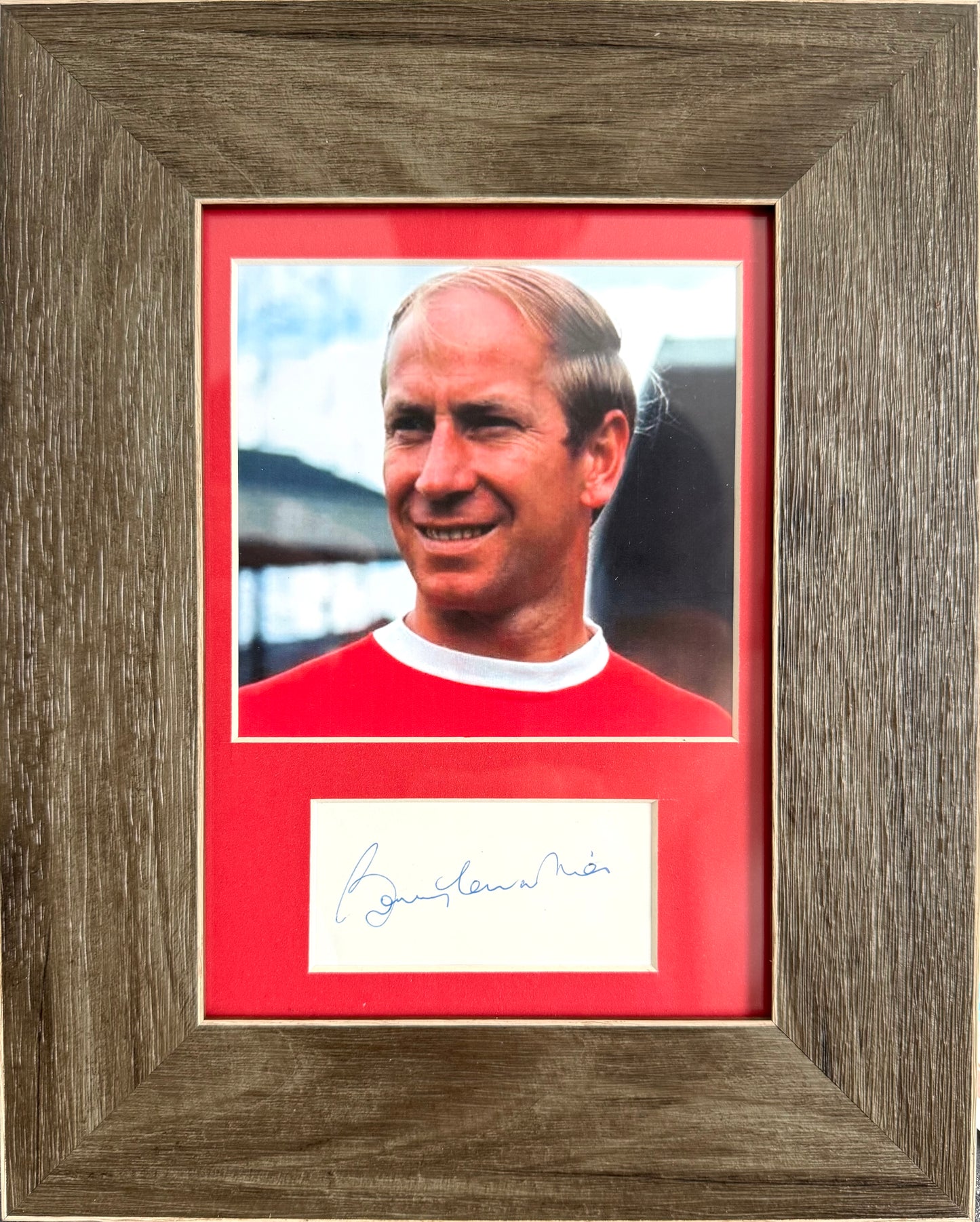 Sir Bobby Charlton, Manchester United Legend, Hand Signed Mounted Card Presentation & AFTAL Member COA