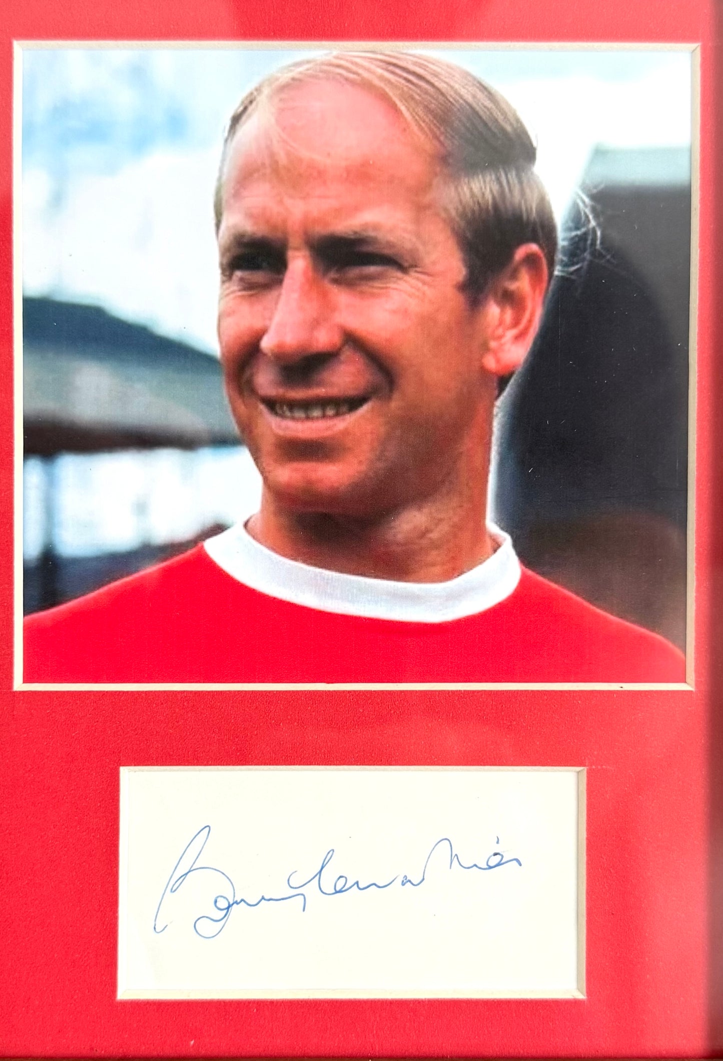 Sir Bobby Charlton, Manchester United Legend, Hand Signed Mounted Card Presentation & AFTAL Member COA
