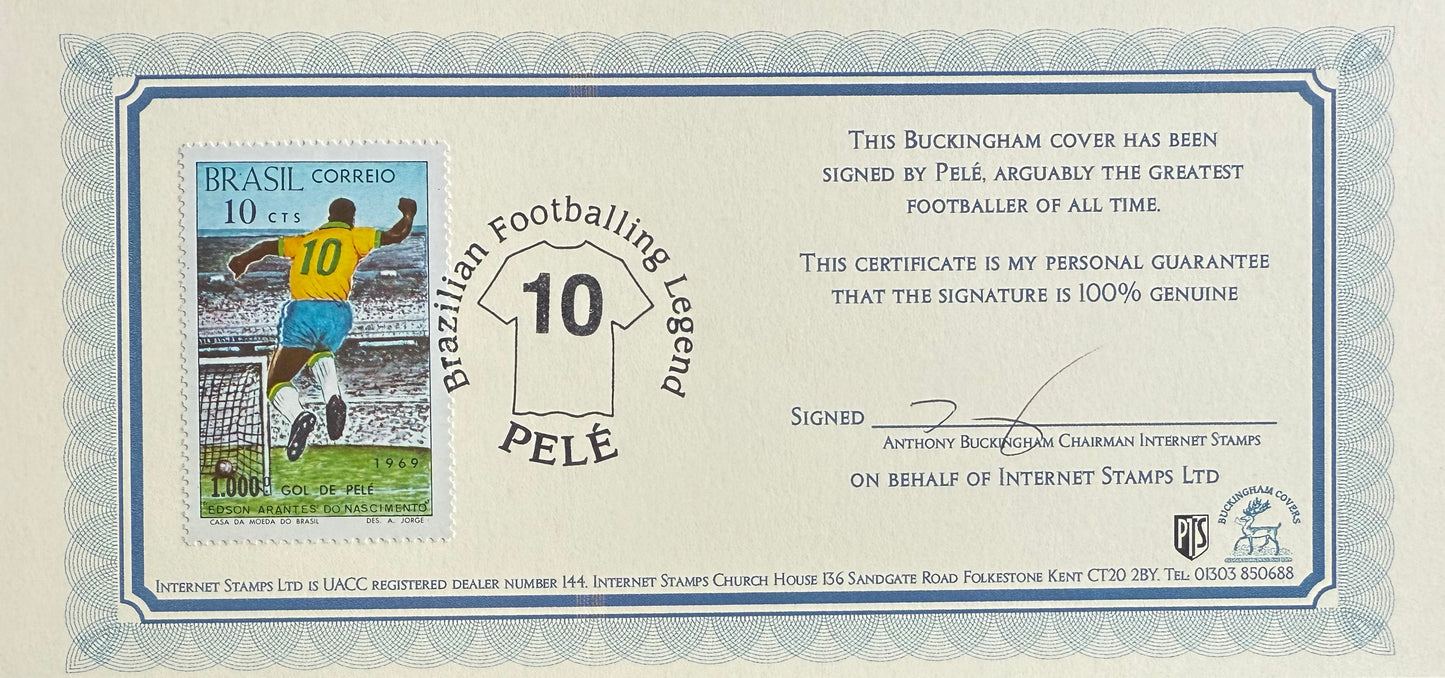 Pele - Hand Signed Framed Limited Edition 'Buckingham' FDC (First Day Cover) Presentation COA