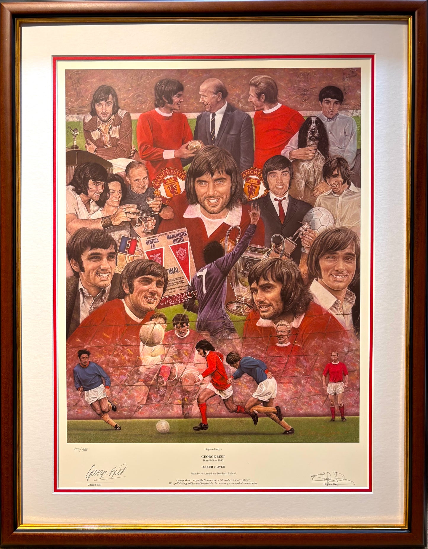 George Best, Manchester United, Stunning Hand Signed Stephen Doig Limited Edition Presentation & COA