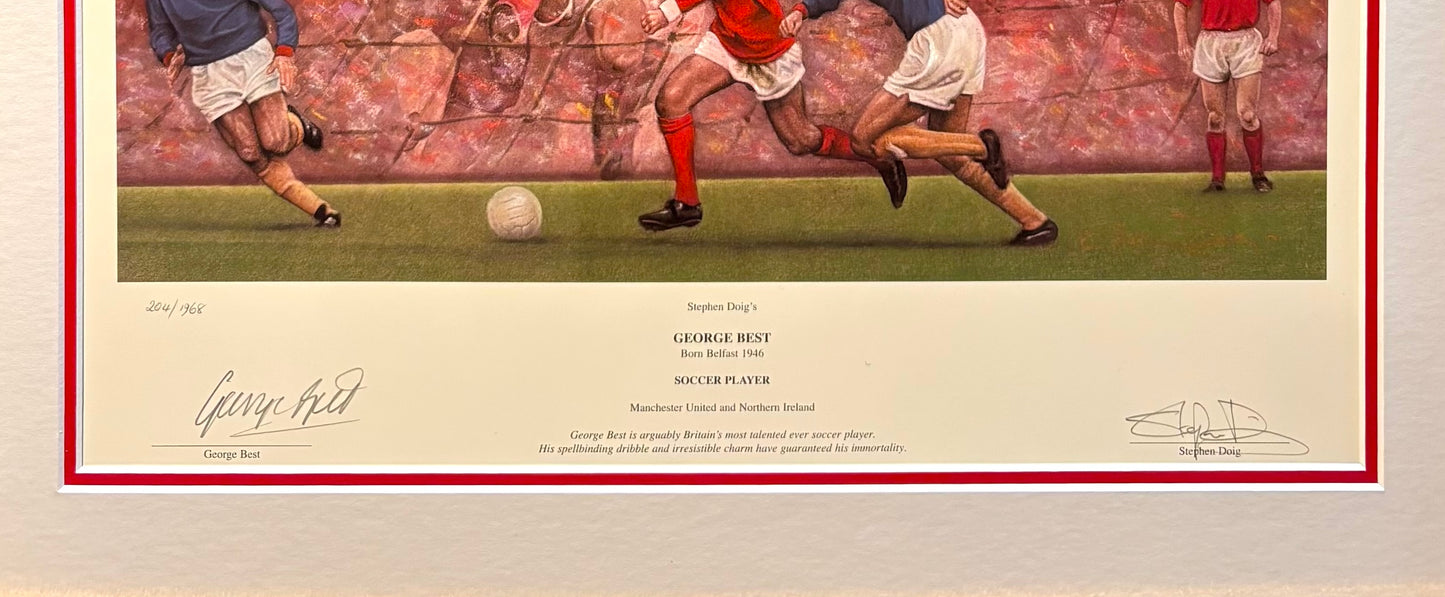 George Best, Manchester United, Stunning Hand Signed Stephen Doig Limited Edition Presentation & COA