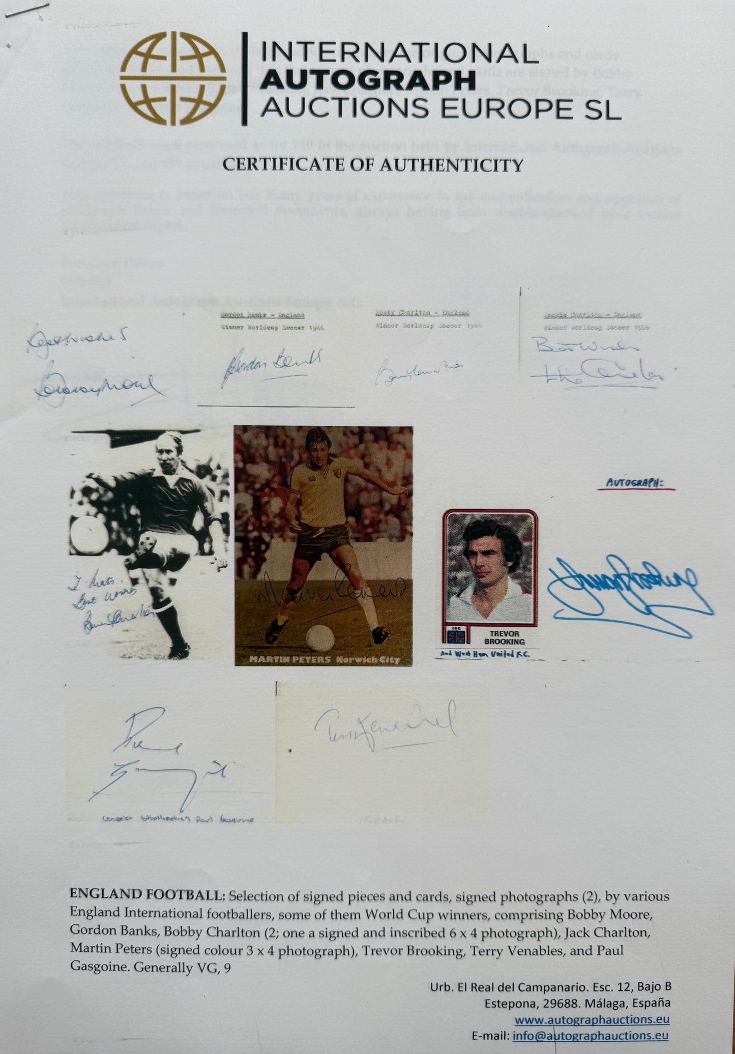 Paul Gascoigne, England, Newcastle United, Spurs, Hand Signed Framed Card & COA