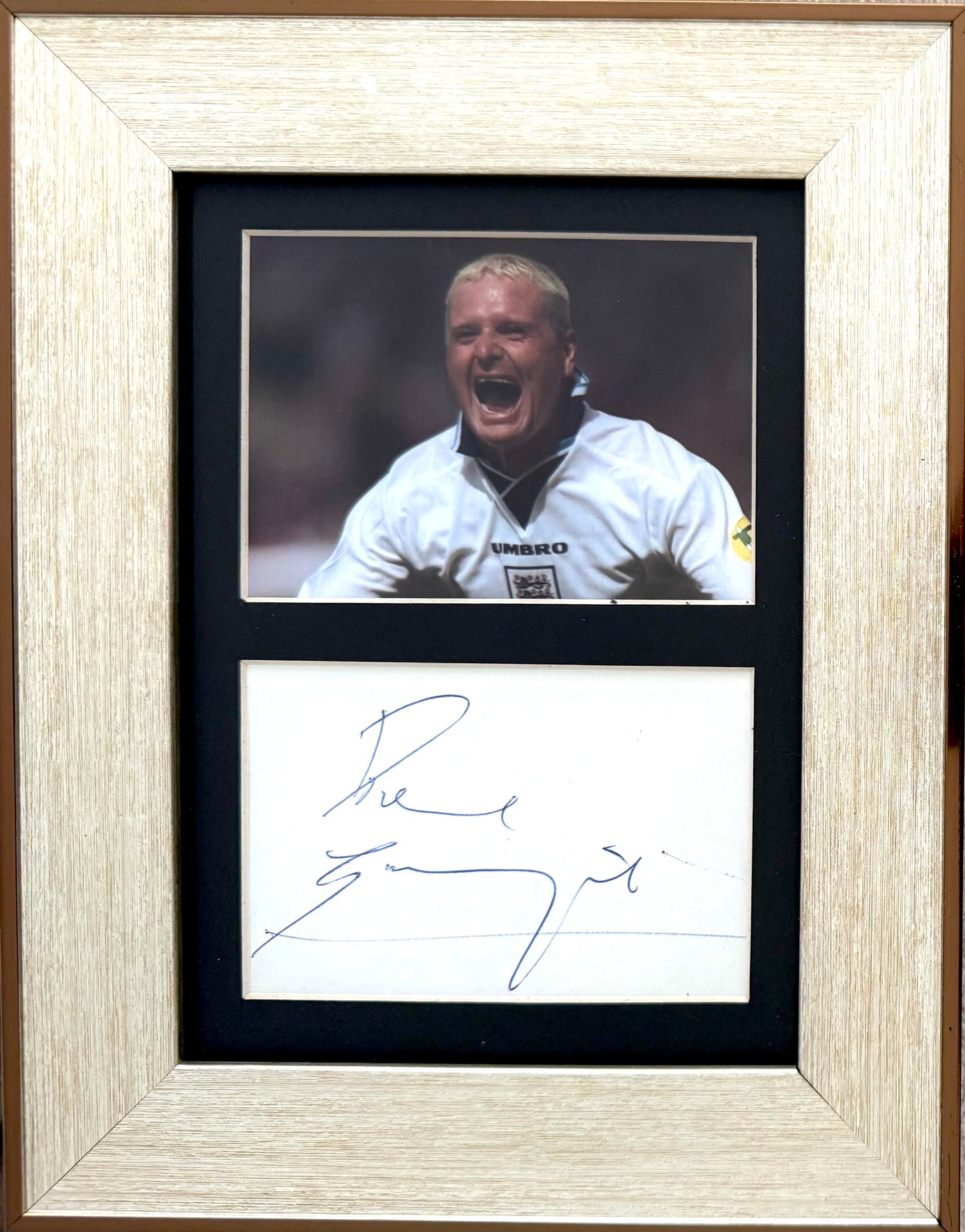 Paul Gascoigne, England, Newcastle United, Spurs, Hand Signed Framed Card & COA