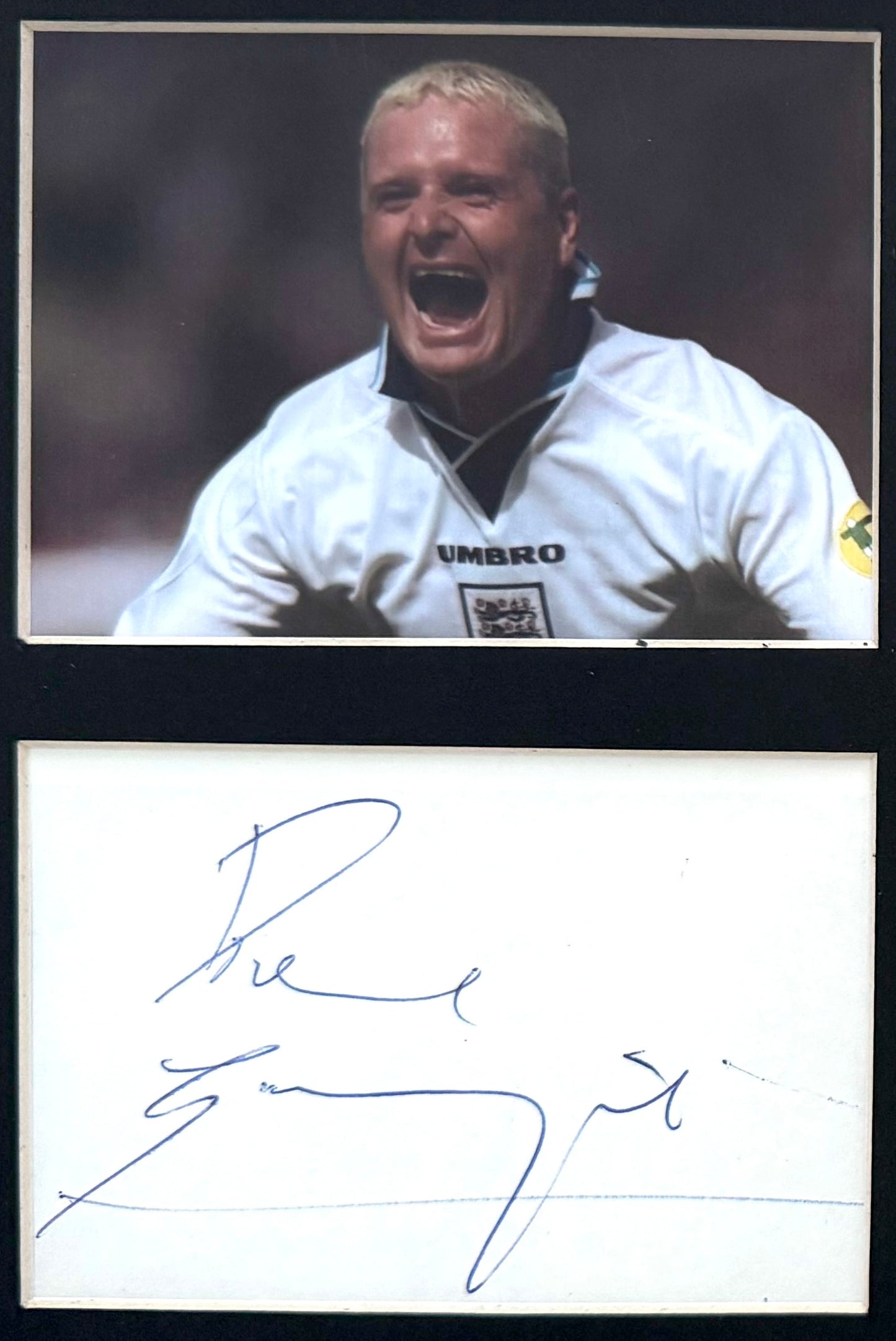 Paul Gascoigne, England, Newcastle United, Spurs, Hand Signed Framed Card & COA