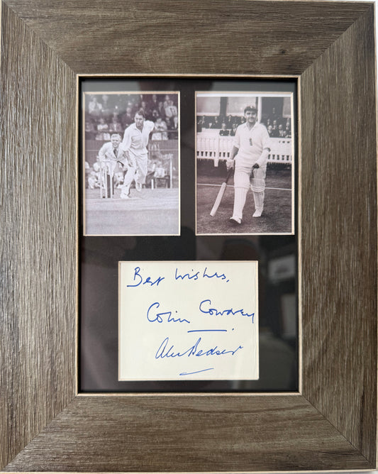 Colin Cowdrey, Alec Bedser, Cricketing Legends Hand Signed Card Presentation With COA