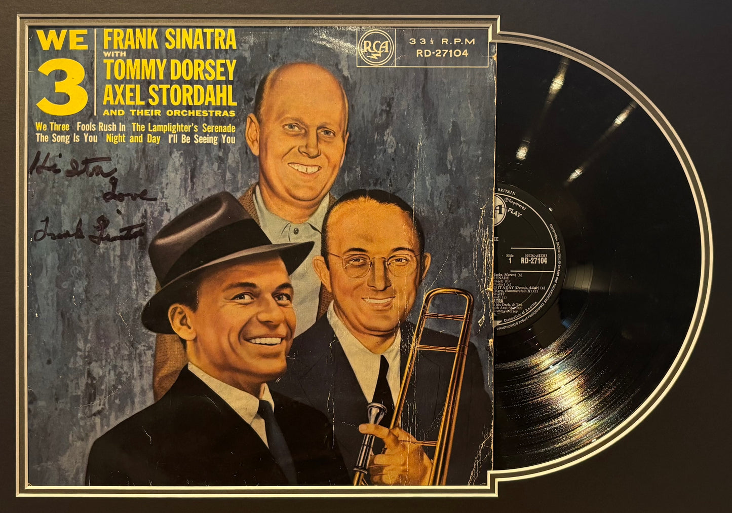 Frank Sinatra Hand Signed Framed (59cm x 45cm) 'We 3' Album With COA