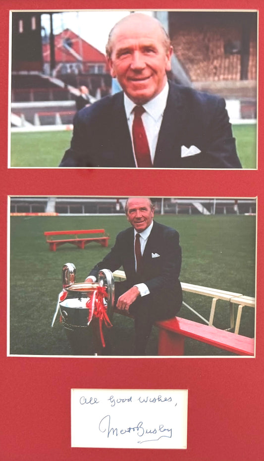Sir Matt Busby, Manchester United Legend, Hand Signed Card with Photo Presentation & COA