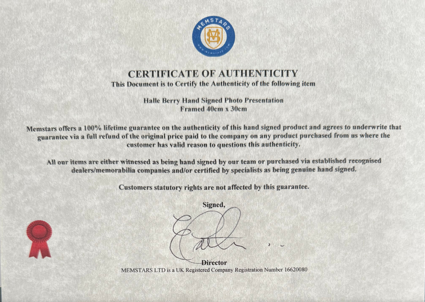 Halle Berry, Marvel 'X-Men 'Storm' Actor, Hand Signed Card with Photo Presentation & COA