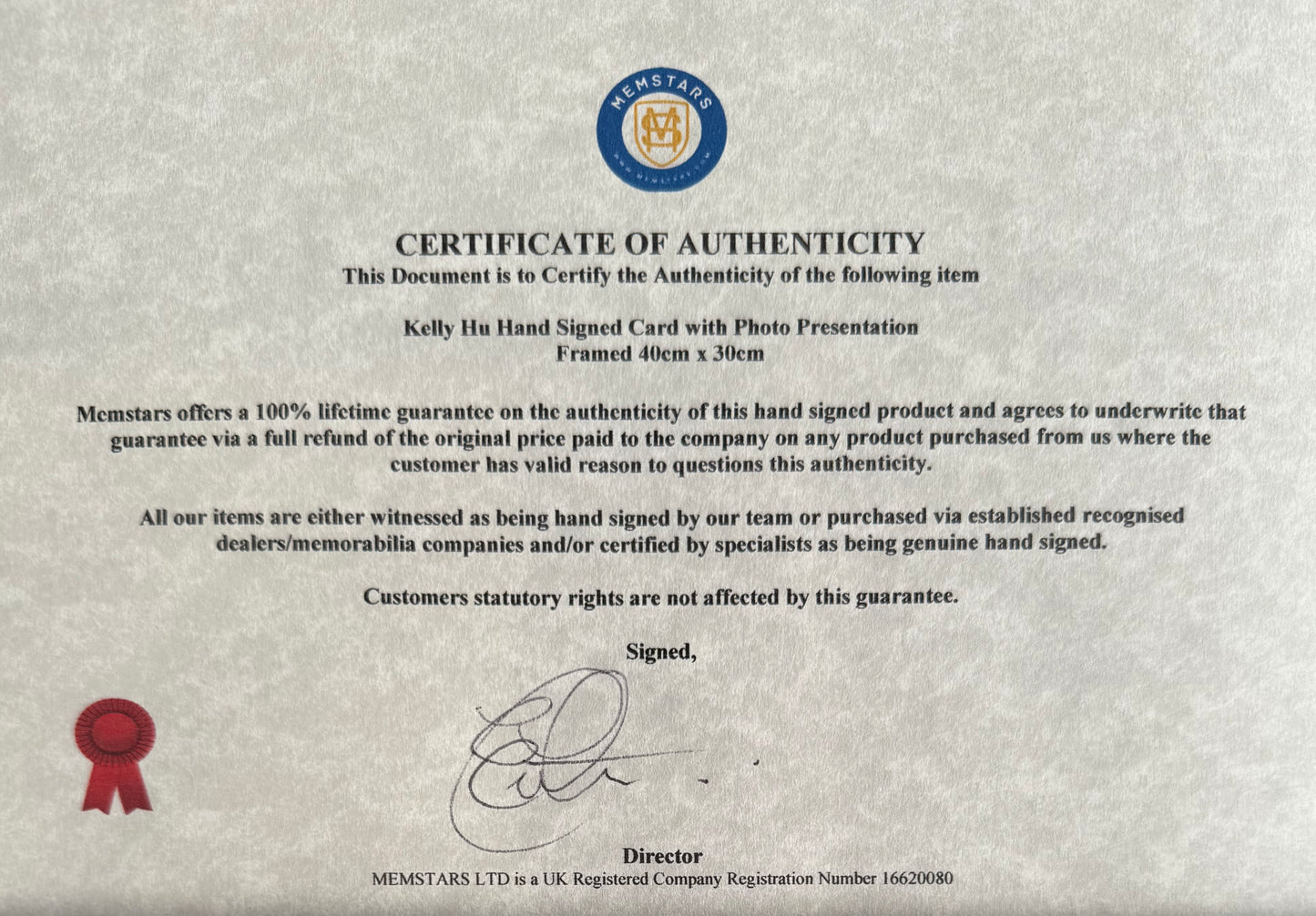 Kelly Hu, Marvel 'X-Men 'Deathstrike' Actor, Hand Signed Card with Photo Presentation & COA