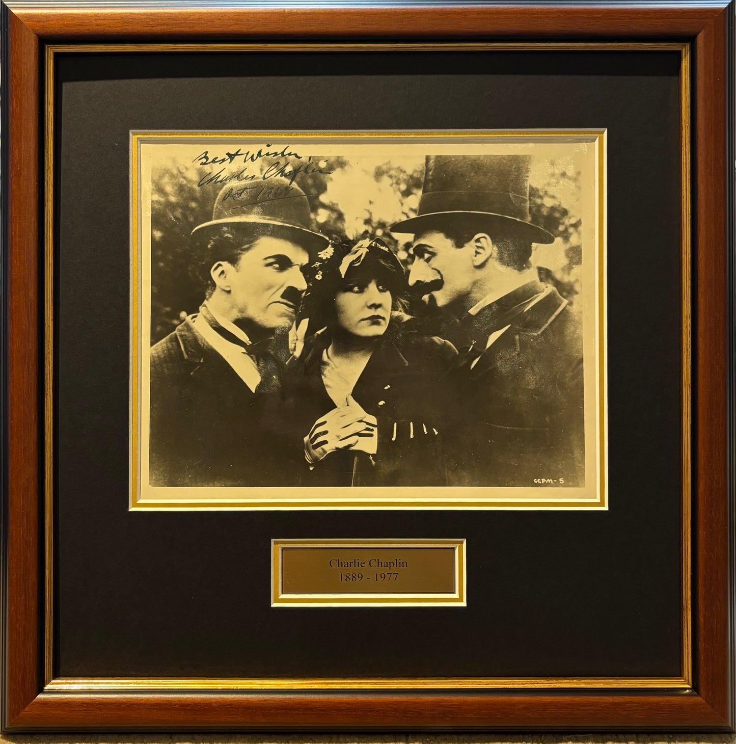 Charlie Chaplin Hand Signed Photo Presentation Professionally Framed With COA