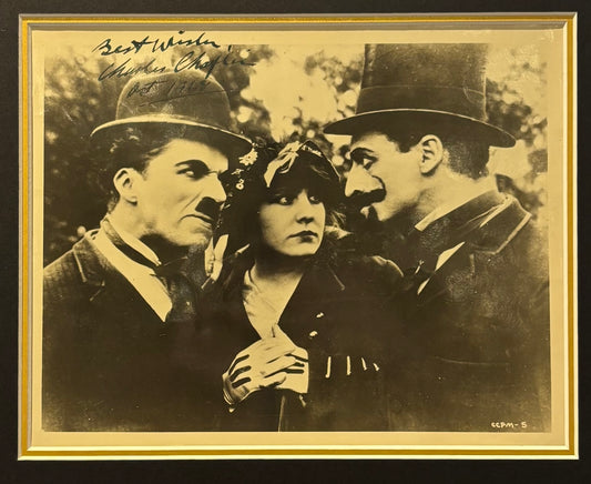 Charlie Chaplin Hand Signed Photo Presentation Professionally Framed With COA