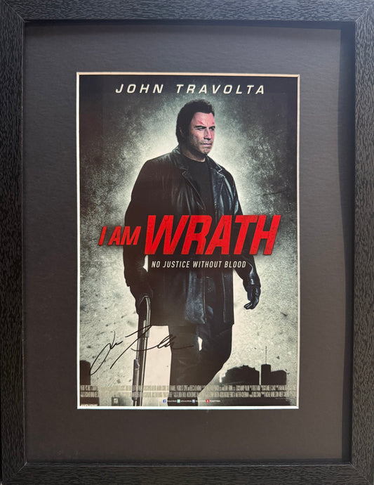 John Travolta Hand Signed Framed 40cm x 30cm 'I Am Wrath' Film Photo & COA