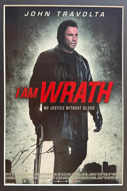 John Travolta Hand Signed Framed 40cm x 30cm 'I Am Wrath' Film Photo & COA