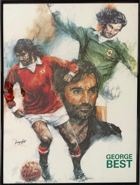 George Best, Manchester United Legend, Stunning Hand (Cut Card) Signed  Poster & COA