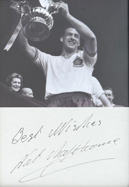 Nat Lofthouse, Bolton Wanderers Legend, Hand Signed Card With Photo Presentation & COA