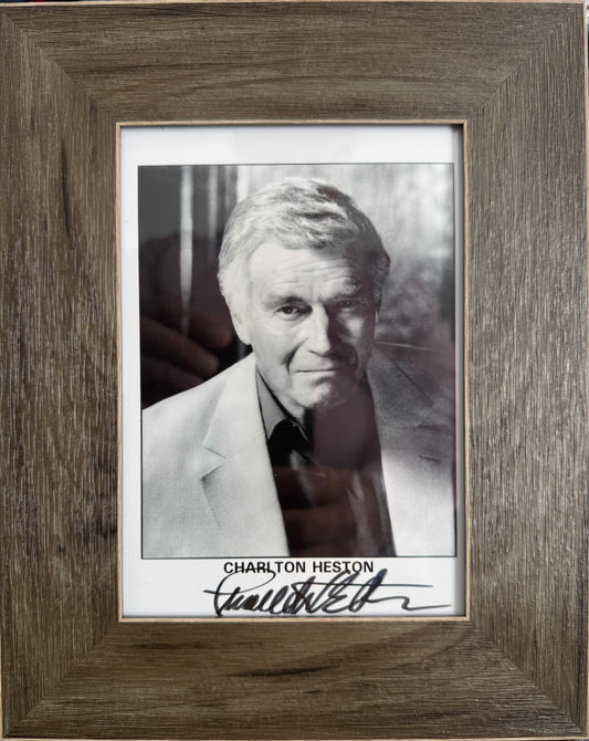 Charlton Heston, Hand Signed Original Publicity Photo, & AFTAL Member COA