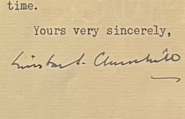 Sir Winston Churchill, Former British Prime Minister, Hand Signed Letter With COA