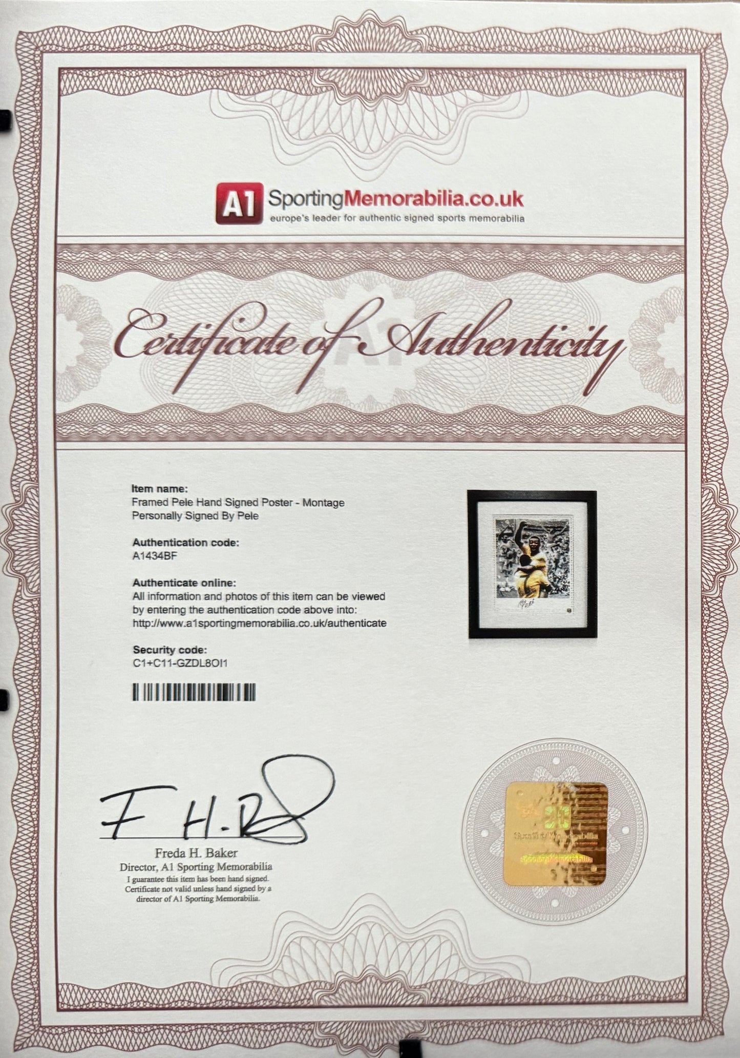 Pele - Hand Signed Large Framed 65cm x 55cm Limited Edition Montage & COA