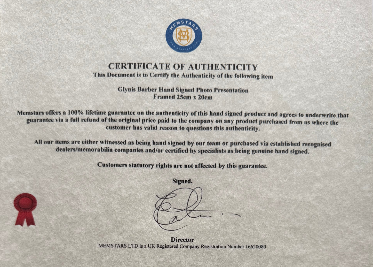 Glynis Barber, Famous Actress, Hand Signed Original Framed Publicity Photo With COA