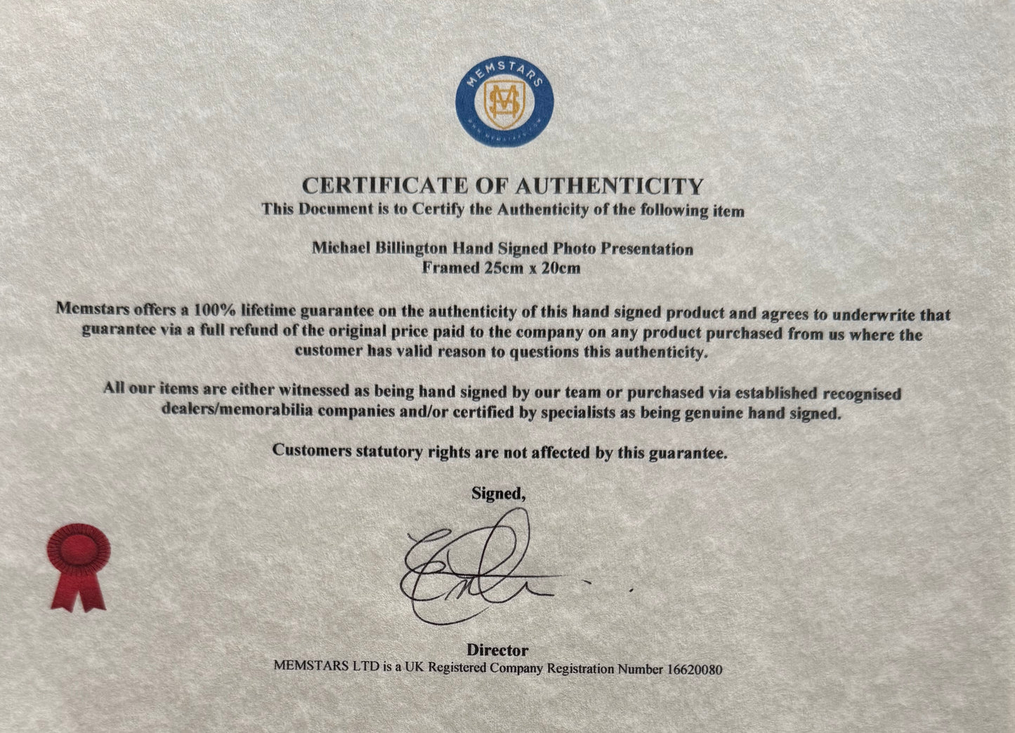 Michael Billington, 007 'Sergei' James Bond 'The Spy Who Loved Me' Actor, Hand Signed Photo & COA