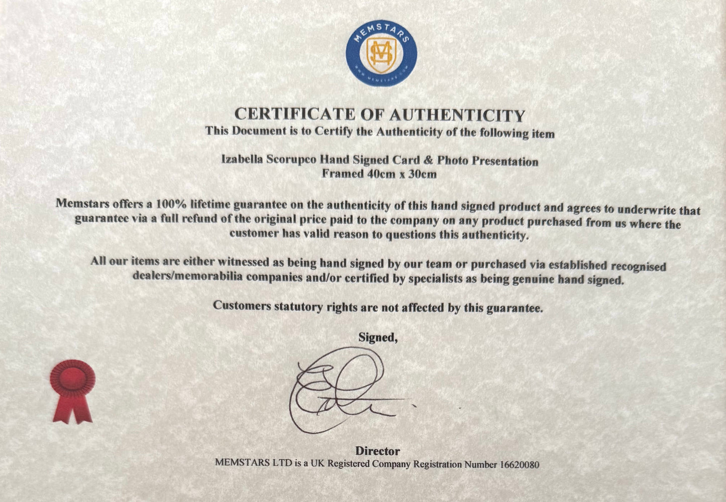 Izabella Scorupco, 007 'GoldenEye' James Bond Actress, Hand Signed Card Presentation & COA