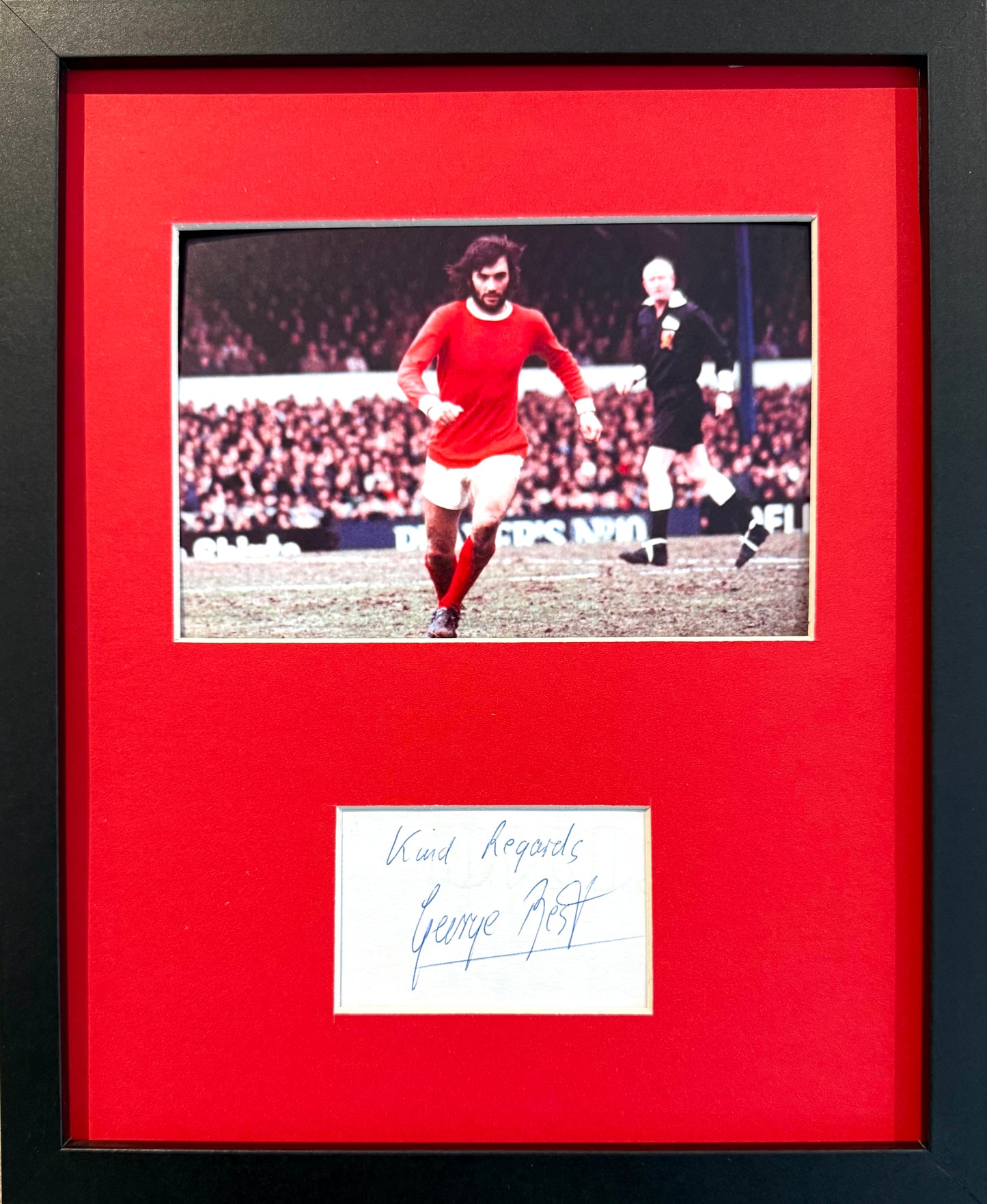 George Best, Manchester United Legend, Stunning Hand Signed Card With Photo Presentation & COA
